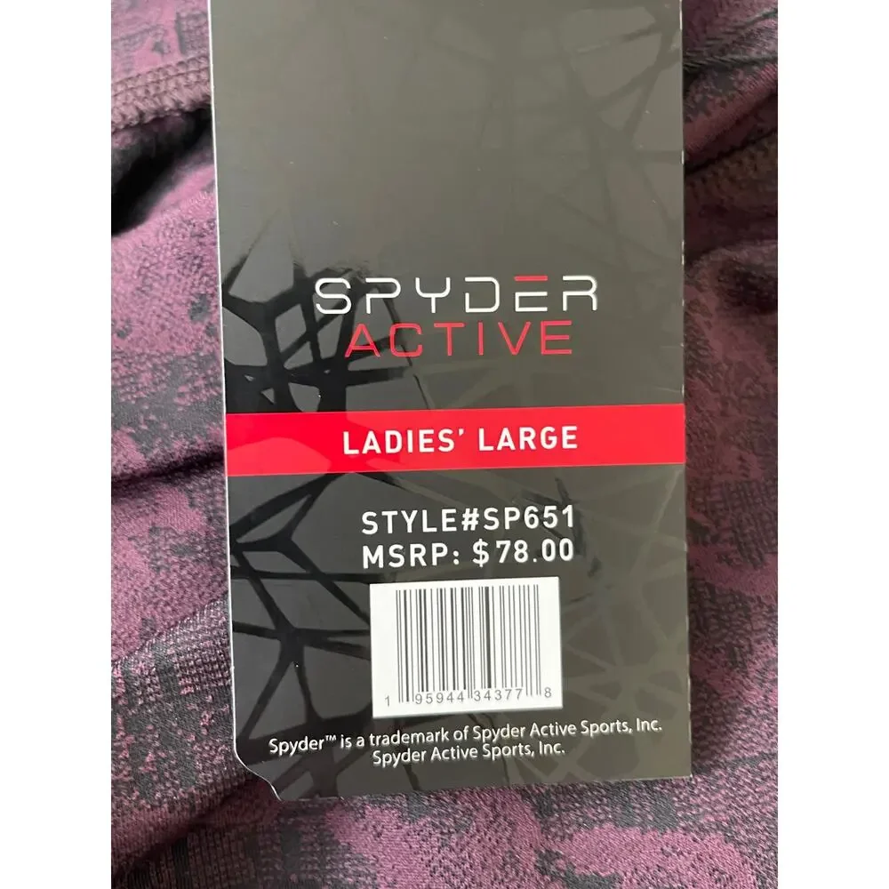 Spyder Active Dark Burgundy Black Pattern Print Leggings Pants Large NEW